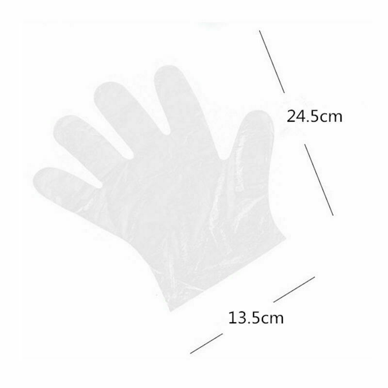 100Pcs Disposable Clear Polythene PE Gloves Plastic Food Safe Cleaning Glove