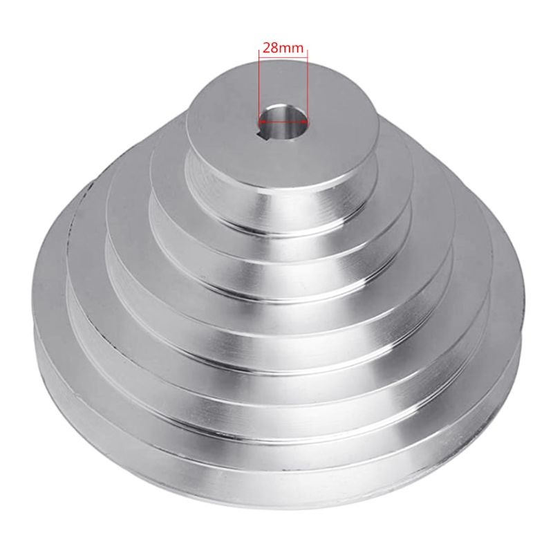 Aluminium A Type 5 étape roue de poulie pagode 150mm diamètre extérieur 14mm à 28mm alésage pour courroie de distribution en forme de V