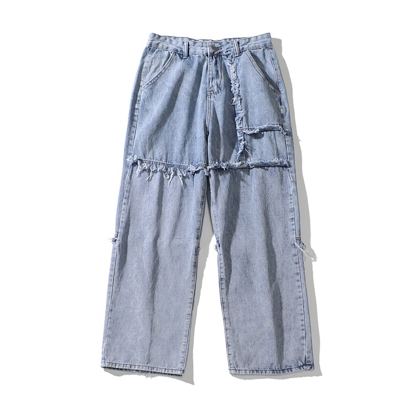 Pantalones vaqueros deshilachados y holgados desgastados para hombres y mujeres, Pantalones rectos de tela vaquera sueltos, pantalones Harajuku de talla grande de Hip Hop