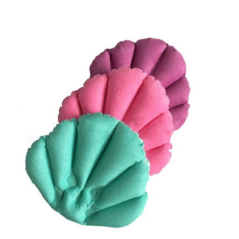 Coussin de bain gonflable doux, pour la maison, pour Spa, couleurs aléatoires, en forme de coquille, pour la baignoire