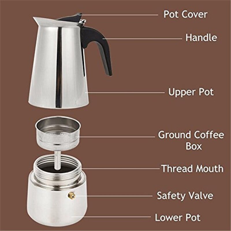 300ml Italian Stainless Steel Espresso Maker Kitchen Drip Kettle Teapot Moka Coffee Pot Coffee stainless steel moka coffee make