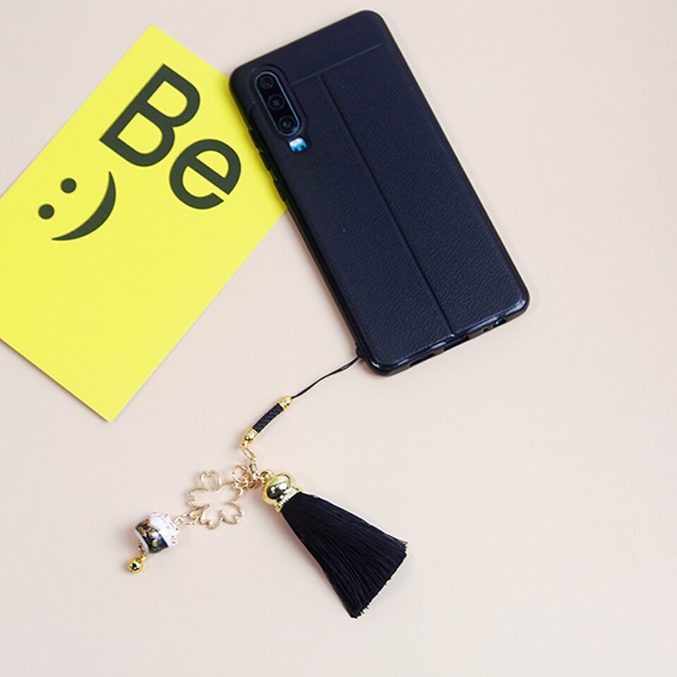 Lindo cinto para smartphone, cinto para iphone, samsung, decoração, flor de cereja, borla, sino do telefone móvel