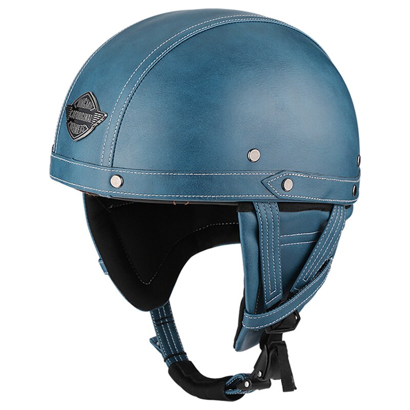 PU Leather Retro Helmet Motorcycle Motorbike Rider Half Helmet Open Face Half Moto Helmets: Color 2 / L
