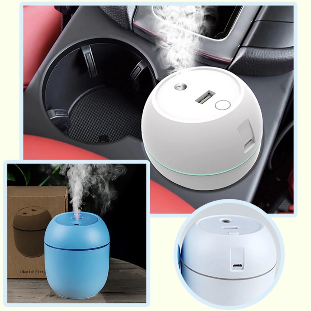 Mini humidificateur électrique 250ml, 1 pièce, diffuseur d'air, USB, intelligent, indicateur LED, 2 modes de pulvérisation, pour voiture, chambre à coucher, bureau
