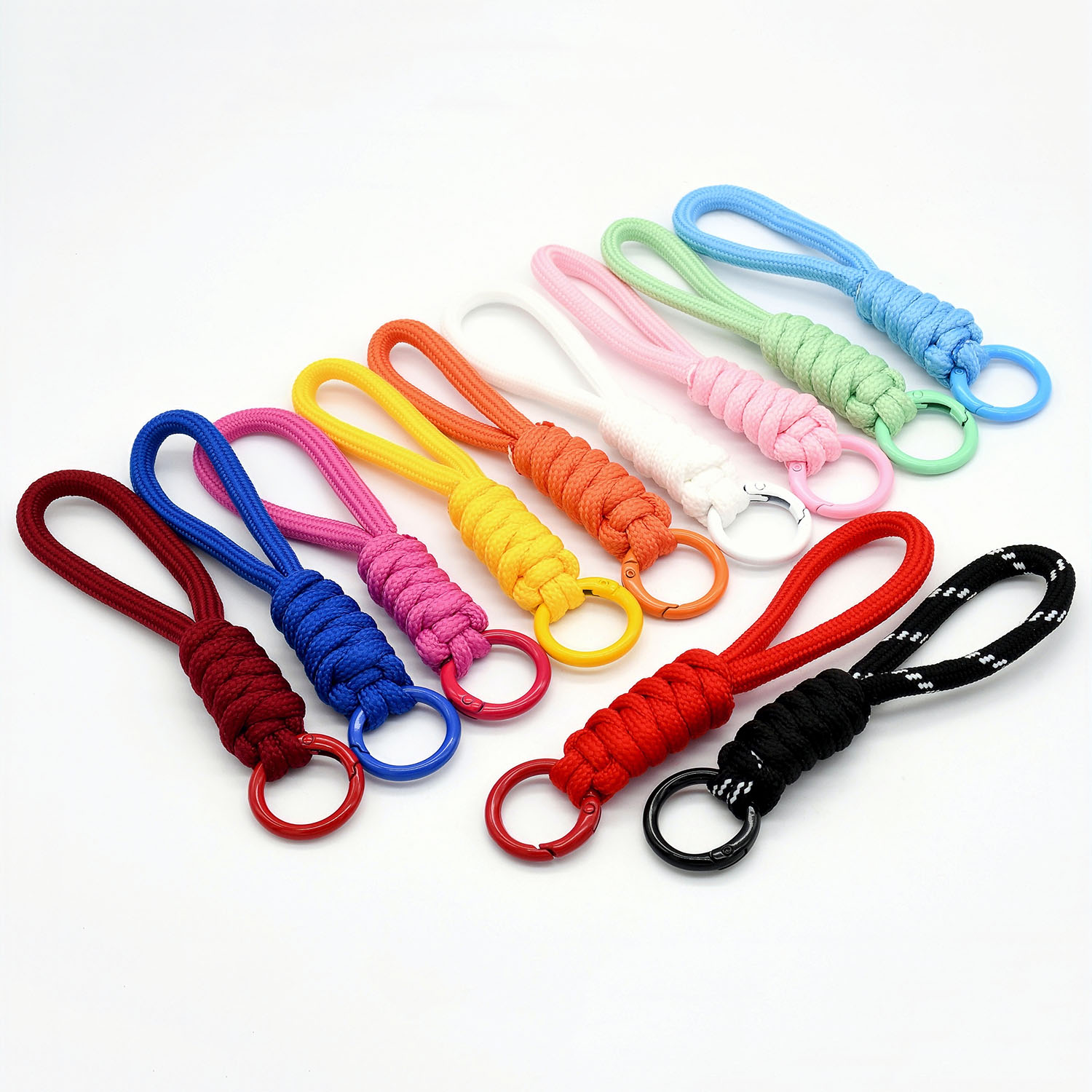 LLavero de cordón trenzado para funda de teléfono para mujer, correa de cuerda con nudo antipérdida, llaveros de coche, accesorios DIY, llavero de