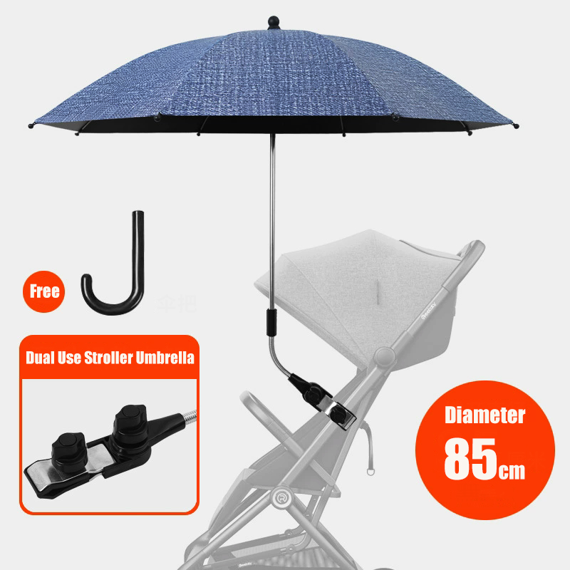 Clip-on Universele Baby Parasol 85 cm Diameter 2 in 1 Kinderwagen Paraplu Voor Zonnescherm Regenbestendig kinderwagen Accessoires: WHITE