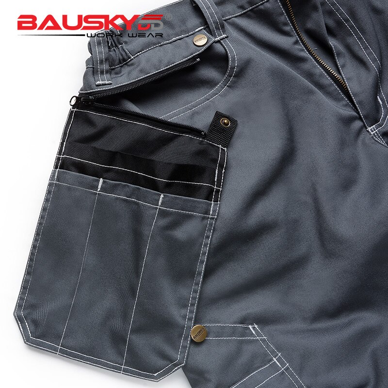 Bauskydd Mens 100% cotton durable grey work pants with eva knee pads workwear trousers carperner men