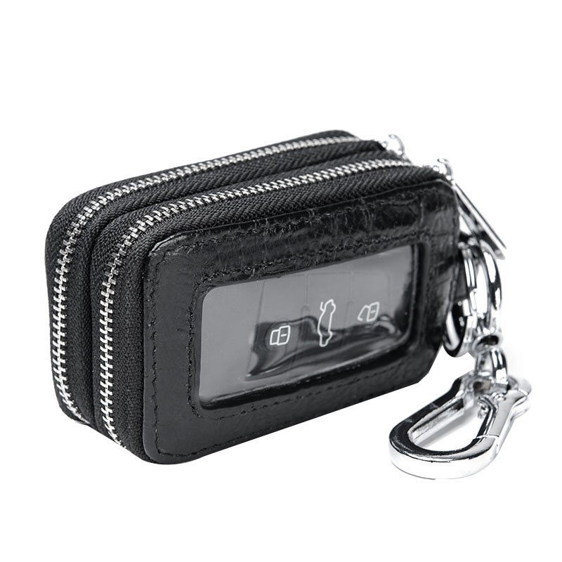Voiture porte-clés portefeuille en cuir sac à fermeture éclair majordome porte-clés boîte Double fermeture éclair avec fenêtre