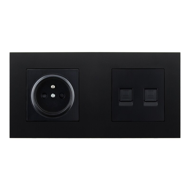 Avoir FR Standard Plug Plastic Panel Wall Socket RJ45 Socket Computer Data Port Socket Dual RJ45 With TV Double Outlet: 1Socket Double Rj45