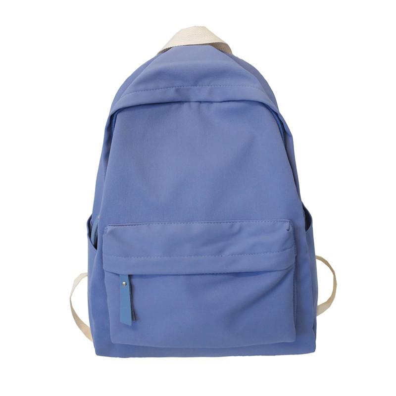 Nylon Waterdichte Vrouwen Rugzak Rits Reizen Rugzak Effen Kleur Rugzak Student School Tassen Voor Tienermeisjes Rugtas: Blue