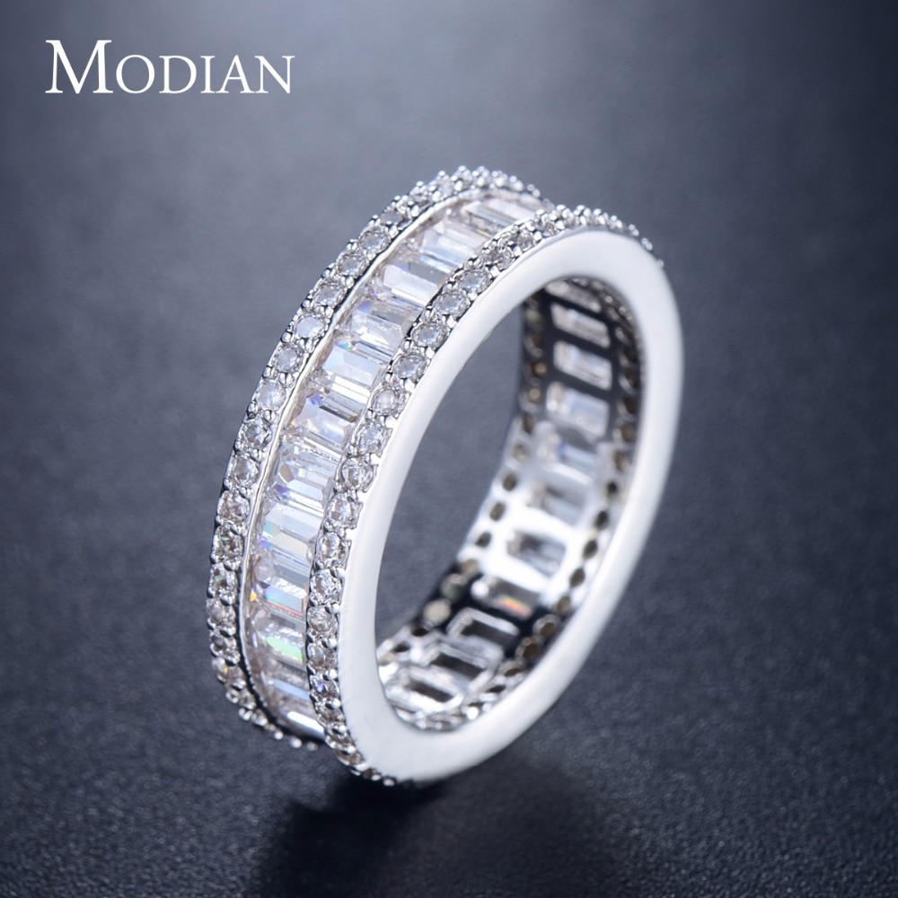 Modian qualidade superior moda anel com zircônia cúbica retângulo cristal charme anéis para as mulheres amor casamento jóias de luxo anel anel anel anel anel