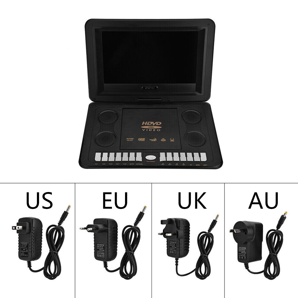16:9 VCD Car USB Rechargeable Battery HD Widescreen Portable Video Home 13.8inch LCD Screen TV Game DVD Player