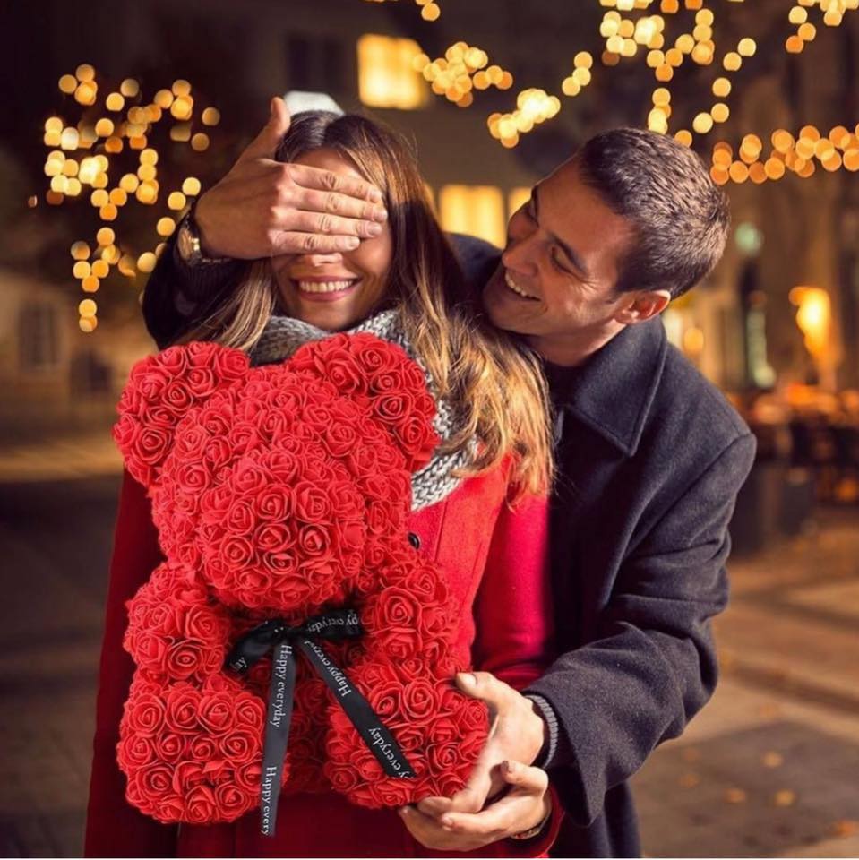 40cm Cute Rose Flower Teddy Bears Foam Bears Wedding Home Decorations Birthday Valentines's D Love Bear Dolls