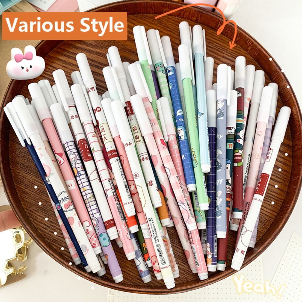 12PCS/Box 0.5mm Blue Ink Ballpoint Pen Bear Peach Astronaut Quick Drying Erasable Pen Gel Pens School Office Supplies