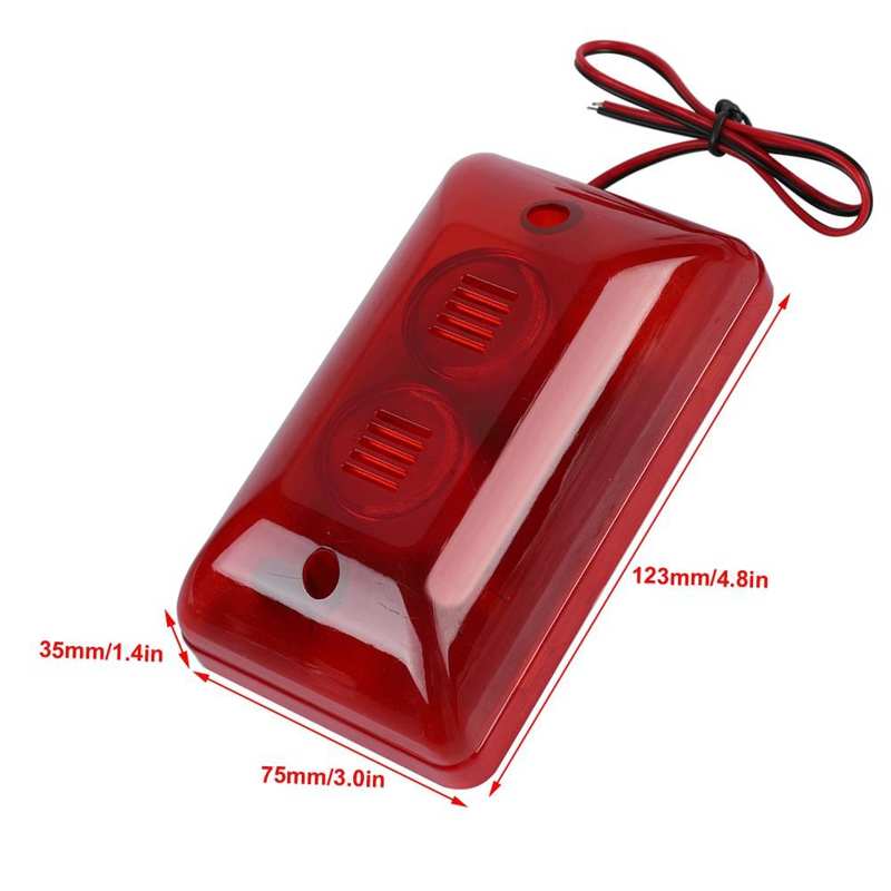 sirena alarma 12V 15W Wired Strobe Siren Sound Alarm Strobe Flashing Red Light Sound Siren for Home Hotel siren