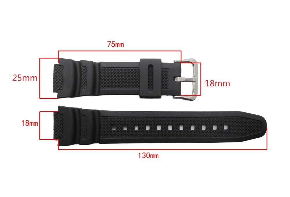 Byt ut 18mm klockarmband för casio ae -1000w aq -s810w w -s200h svart silikagel med verktygsband