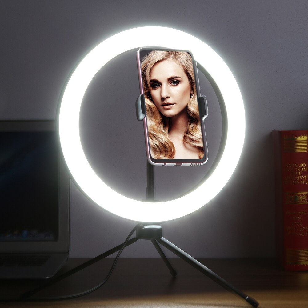 Draagbare Selfie Ringlicht Statief Afstandsbediening Fotografie Verlichting Telefoon Clip Foto Led Ring Licht Invullen Lamp Voor Live Studio Make-Up