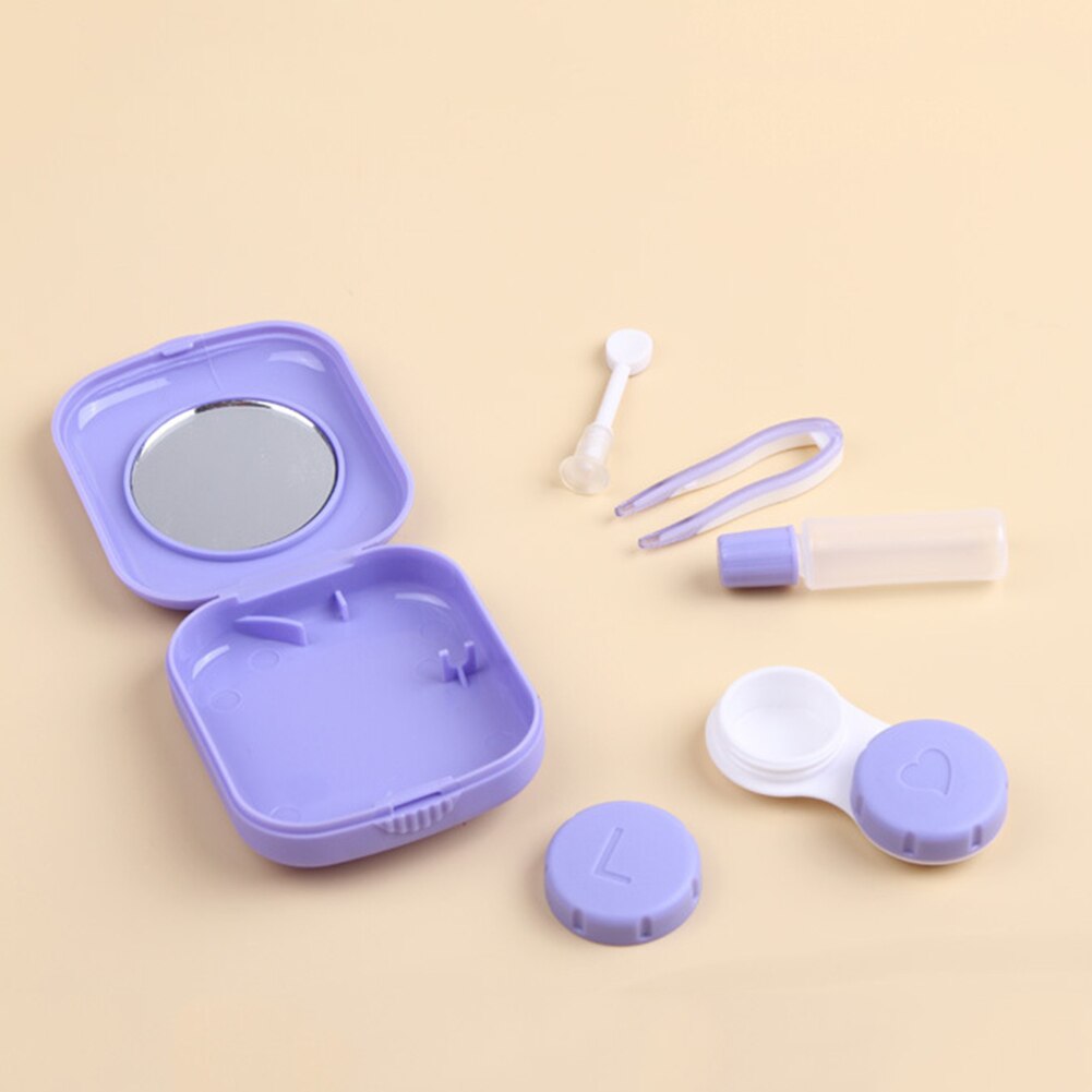 Portable Mini Lens Box Set with Box Tweezers Stick Liquid Bottle Screw-top Lens Case Eyewear Accessories~