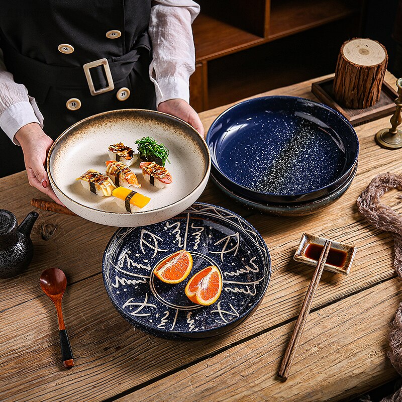 Japanse Keramische Plaat Tafel Decoratie Fruit Salade Sushi Steak Plaat Restaurant Hotel Service Tray Kitchen Tools