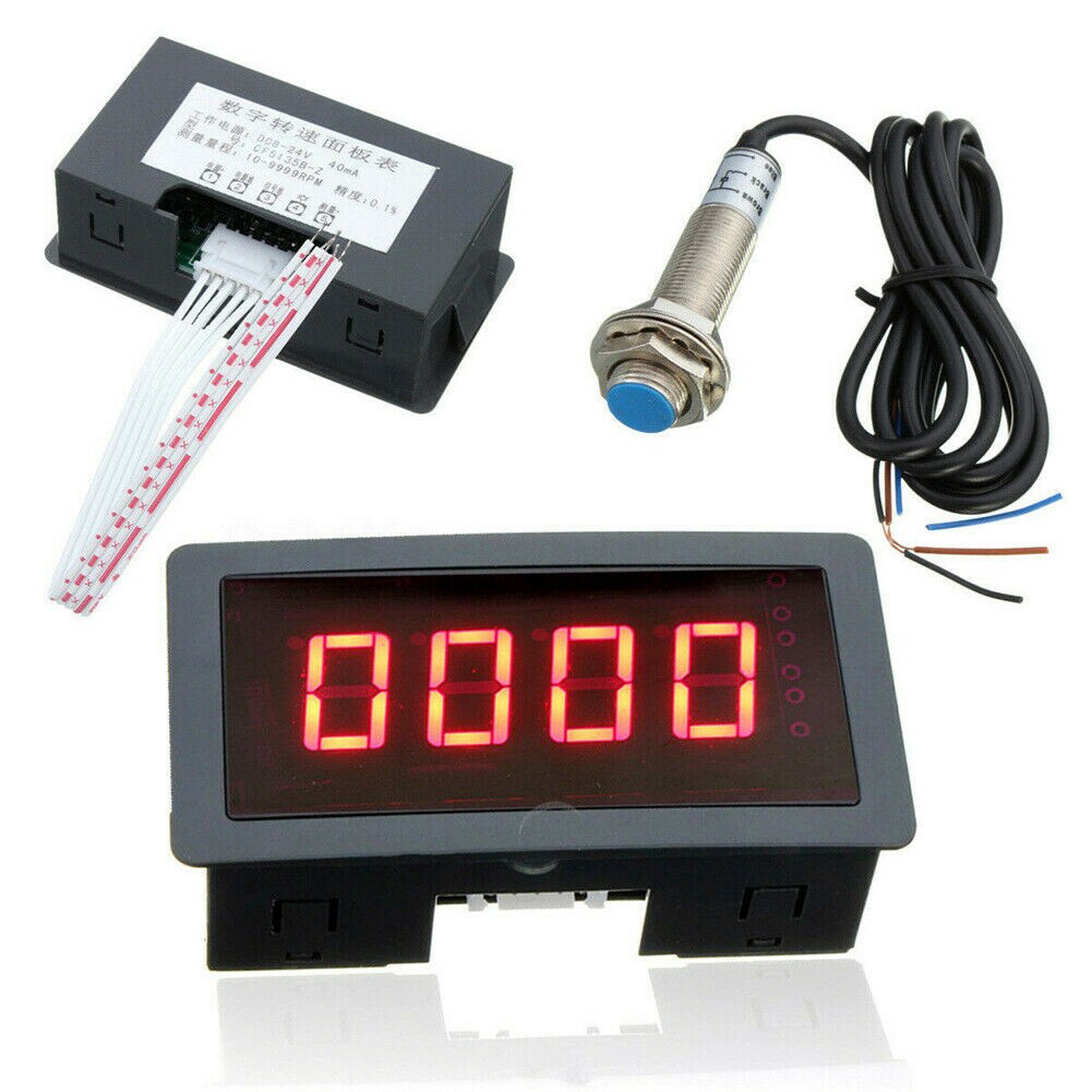 Current Industry Easy Install 4 Digital RPM Speed Meter Led With Hall Switch Durable Rectangle Tachometer Measuring Motor