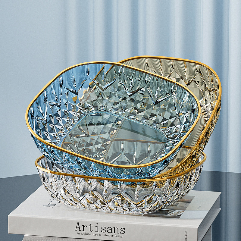 24cm PET Fruit Plate Clear Plastic Fruit Bowl for Kitchen Party Snack Fruit Tray Kitchen Tableware Luxury Nut Snack Plate