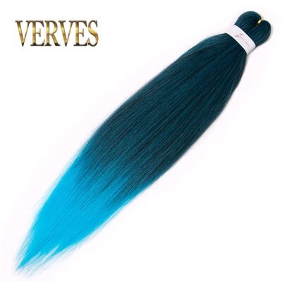 VERVES-Extensions de tresses Jumbo, 26 pouces, tresses synthétiques ombrées et 100 et g/pièce, tresses en Fiber résistantes à la chaleur: M # Bleu