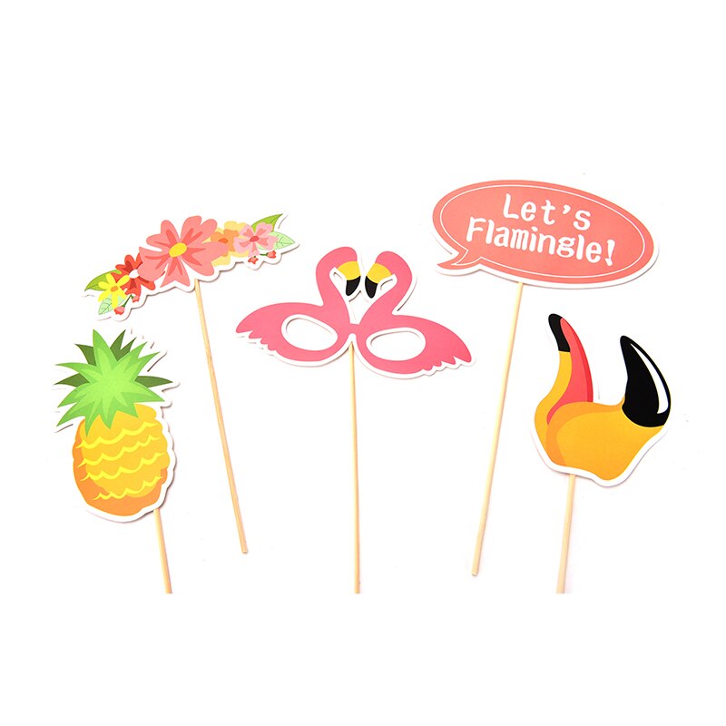 1 sæt flamingo tropisk sommer fotoboks rekvisitter hawaii karneval fest bryllup dekoration fotobooth fødselsdag forsyninger