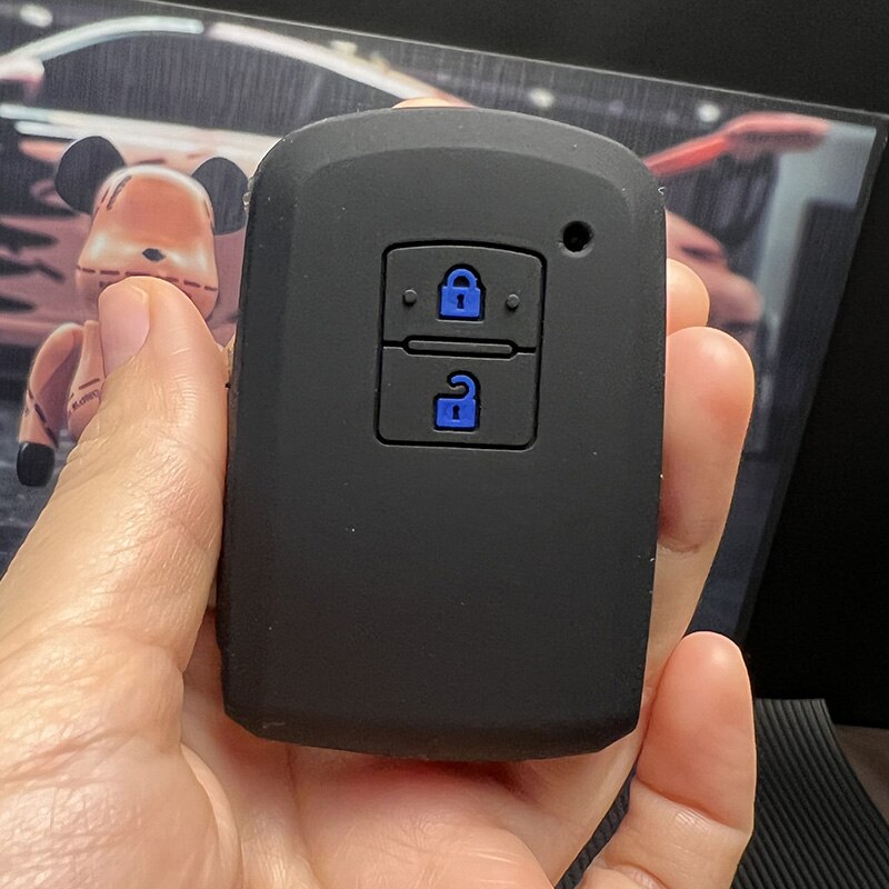 silicone Rubber Car Key Cover Case Bag Holder Shell for Toyota Camry RAV4 Yaris Avalon auris 2 Buttons Smart Car key: black with blue