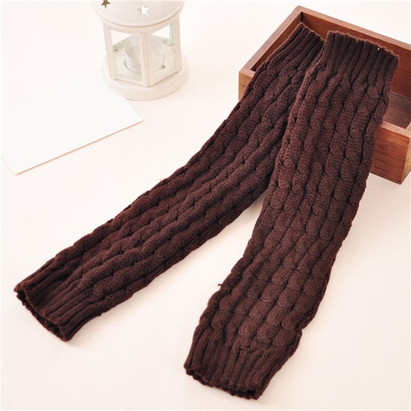 40cm jambières femmes genou haute hiver tricot solide Crochet jambières pour bottes manchettes chaussettes longues chaussettes: Brown
