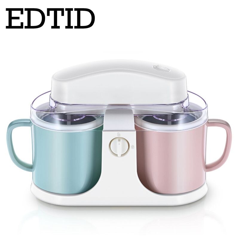 Edtid Huishoudelijke Mini Dubbele Emmer Ijs Machine Thuis Gemaakte Machine Automatische Yoghurt Machine Diy Ijs Maker Voor kinderen