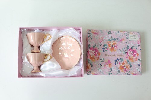 Chinese Tea Cup Set Porcelain Eco Friendly Simple Small Ceramic Coffee Cup Set Saucer Spoon Crockery Xicara Drinkware: Gift box 2