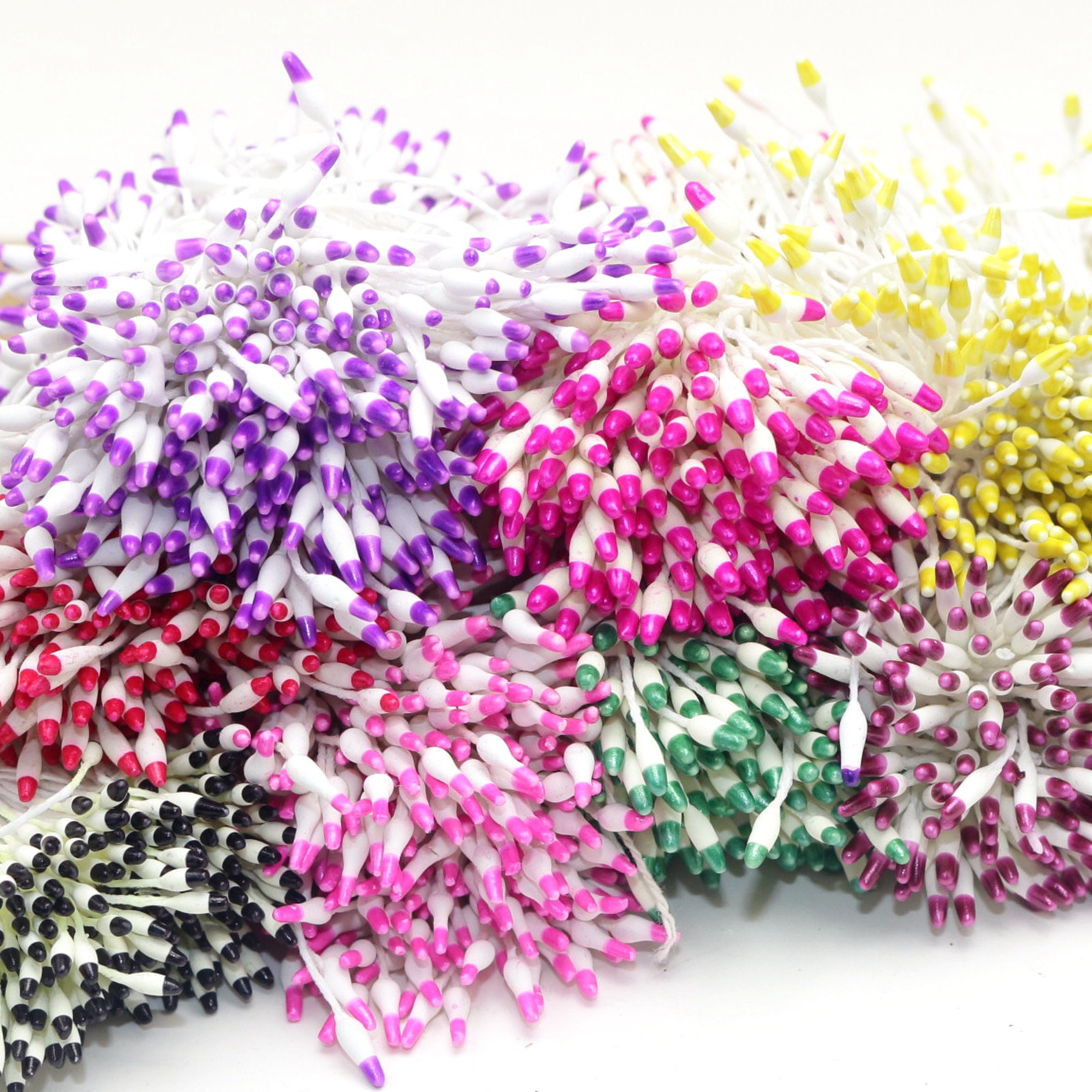 Hand-Made Artificial Flower Stamen para casamento, Pistil Cotton String, 560 Double Color
