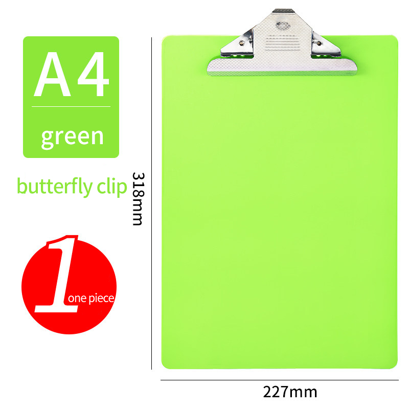 Tekening Schilderen Schrijfbord A4 Klembord Schrijfblok Paperclip Document Bestandsmap Map Kantoor Schoolbenodigdheden WB1204: A4-Green