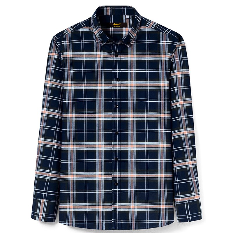 Men's Button Down Soft Cotton Brushed Gingham Shirts Casual Long-Sleeve Standard-fit Comfortable Thick Plaid Checkered Shirt