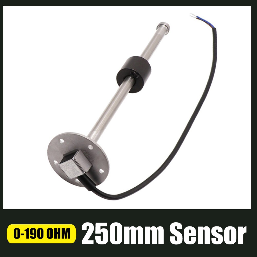 52mm Digital Fuel Level Indicator 0-190ohm Sensor 150 200 300 450 Mm Water Level Gauge With Low Warning Light Fuel Gauge: 250mm 0-190ohm