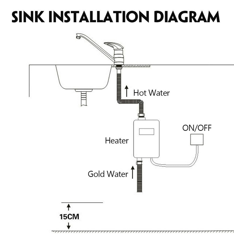 3800W Mini Electric Tankless Instant Water Heater Temperature Display Heating Shower Universal EU Plug Red