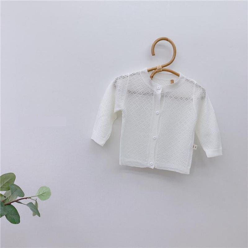 été Cardigan bébé garçons et filles découpe respirant coton couleur unie soleil preuve chemise climatisation filles manteau