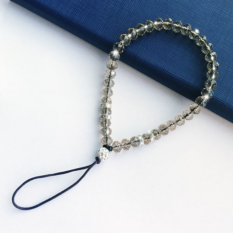 JONSNOW 13cm Length Mobile Phone Strip Bling Diamond Lanyard for iPhone Samsung Huawei Xiaomi Phone MP3 Wrist Rope Crystal: Gray