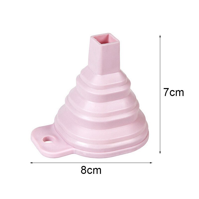 Food Grade Silicone Gel Folding Funnel Foldable Telescopic Long Neck Funnel Liquid Filling Kitchen Tools: pink