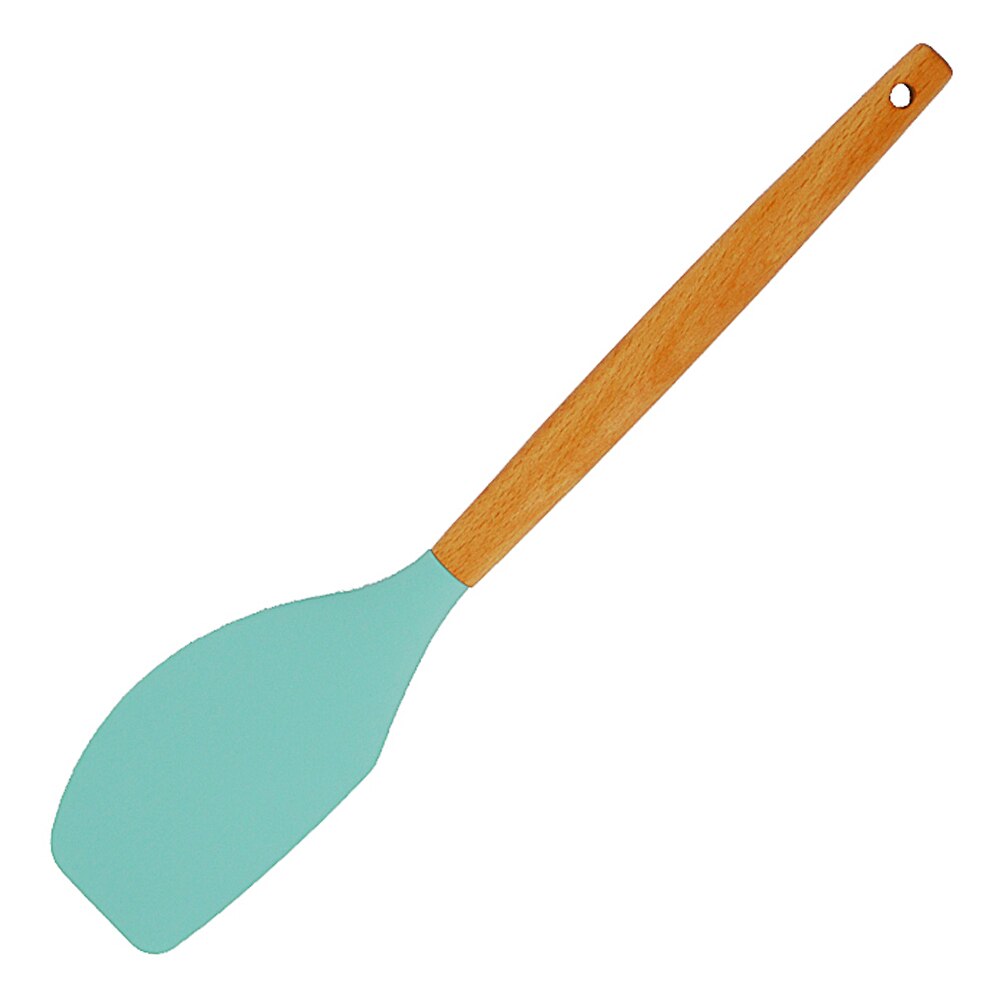 Hanging Kitchen Utensil Cooking Tool Gadgets Home Restaurant Soft Silicone Cookware Wooden Handle Easy Clean Non Toxic Nonstick: D
