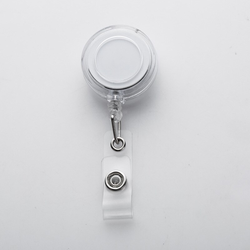 Transparent Easy Pull Retractable Work Badge Reels for Student Card Holder ID Holder Clip Office Accessories: White