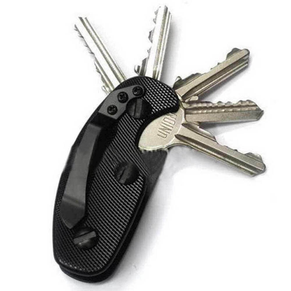 Nøgleholder aluminiumslegering nøglering fleksibel nøgleholder clips nøgler organizer taske mappe nøgleholder ключница для ключей: Sort