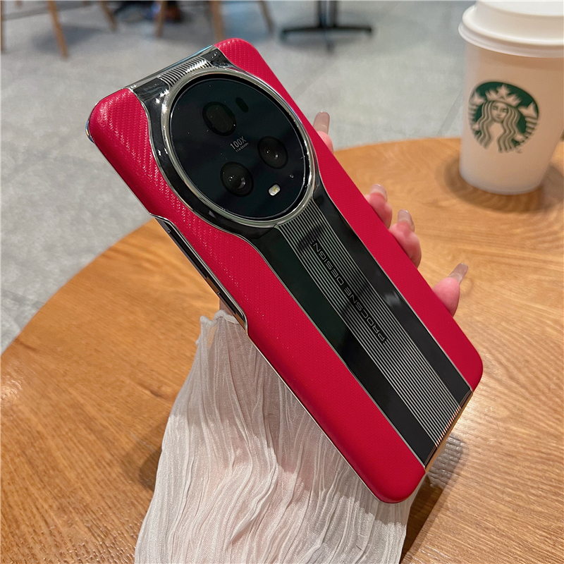 Para Funda Huawei Honor Magic 6 Pro Magic 6 5 3 4 7 pro Funda de teléfono Funda de cuero con textura de fibra de lujo a prueba de golpes: POLIÉSTER / Rojo