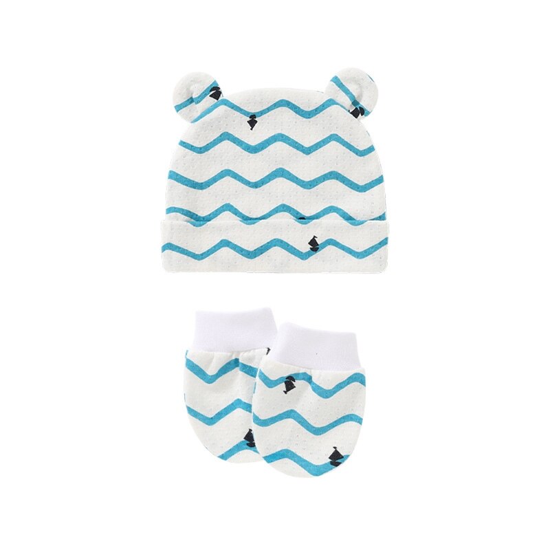 Gants en coton tricoté anti-rayures pour bébé + chapeau + couvre-pieds, ensemble de mitaines, chaussettes, bonnet