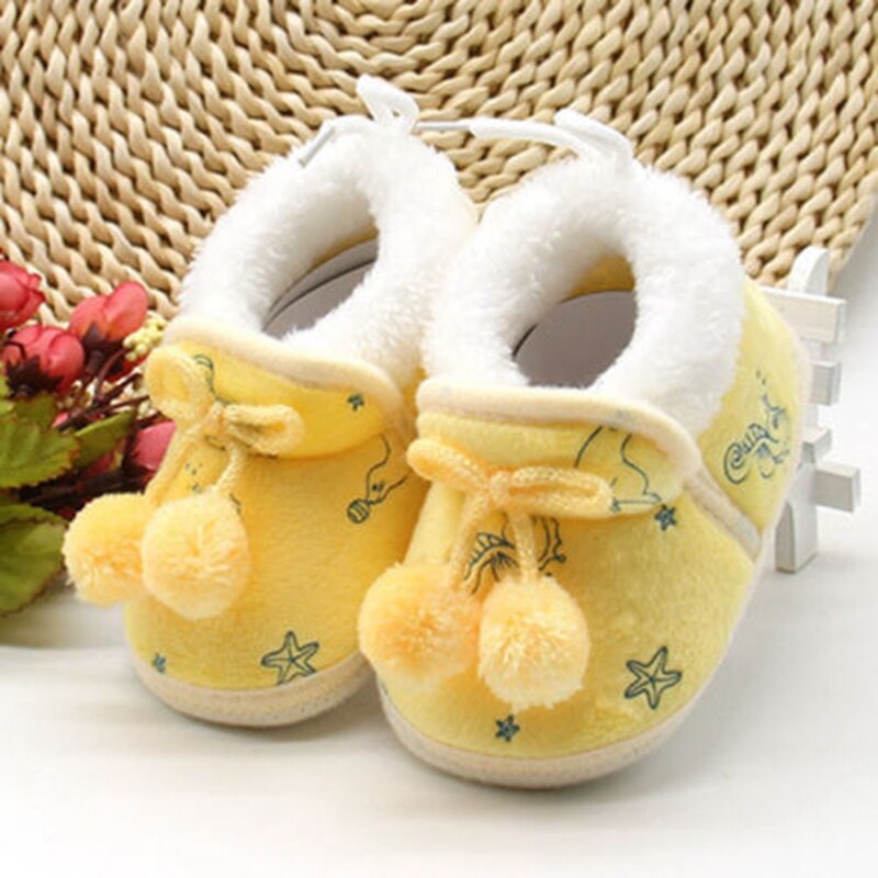 Pasgeboren Peuter Infant Baby Meisjes Effen Hairball Warme Pluche Laarzen Zachte Tong Schoenen Casual Winter