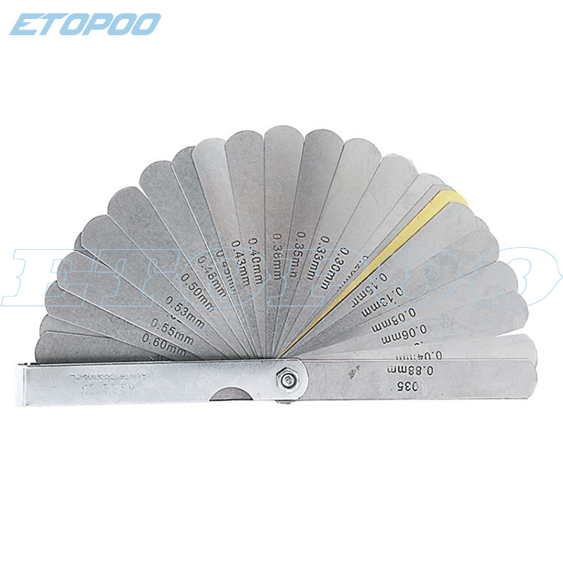 32 Blades Feeler Gauge Metric Gap Filler 0.04-0.88mm Thickness Gage .0015-.035 Copper Sheet For Measurment Tool