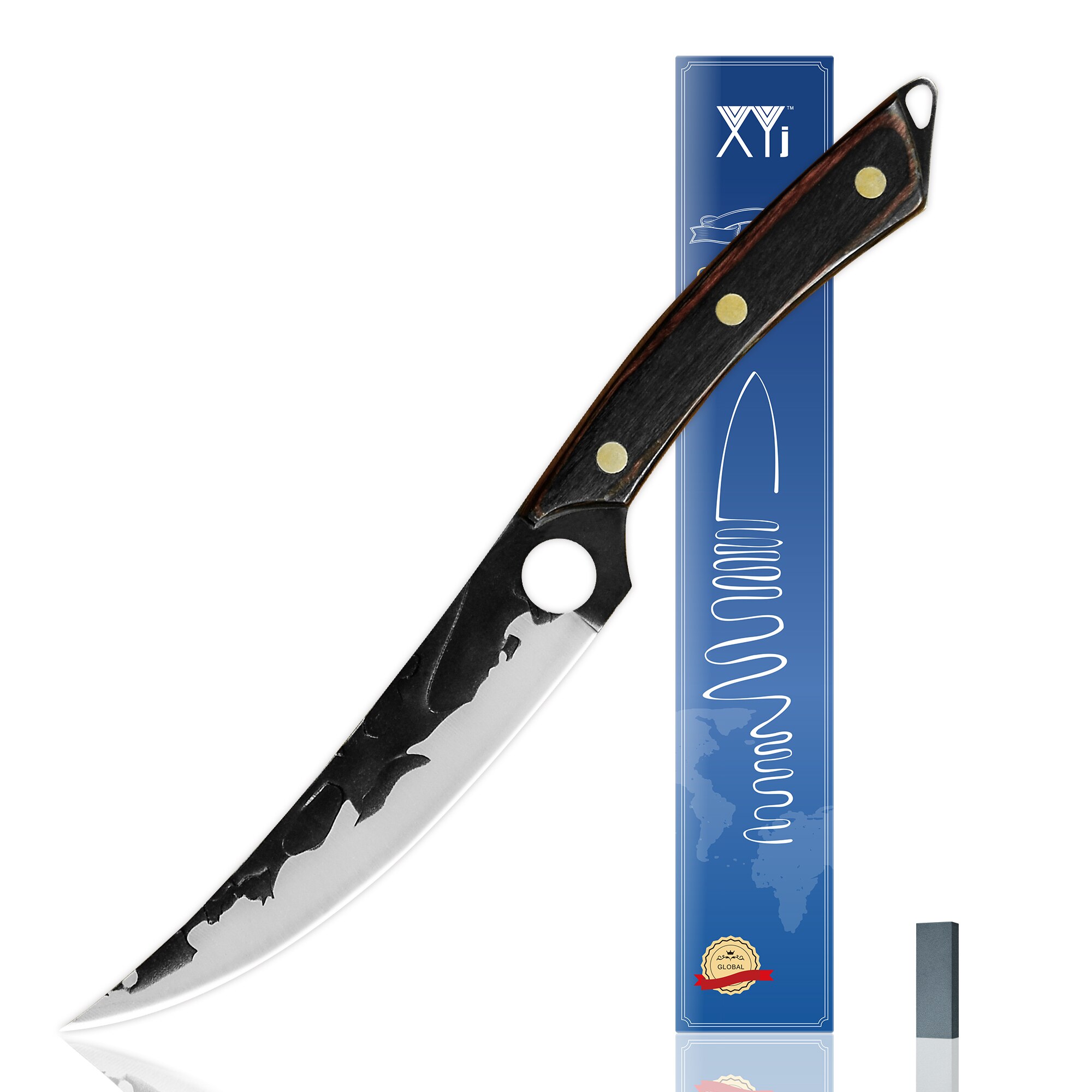 6'' INCH Slicing Boning Fillet Knife High Carbon Chef Full Tang Stainless Steel Steak Utility Wood Handle Box Cooking Tool: 1 KNIFE-A