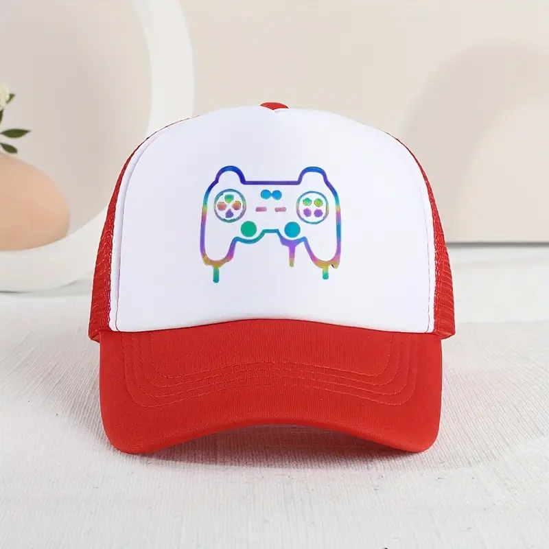 Gorra de béisbol informal con sombrilla para niños, gorro con estampado divertido para jugar al aire libre, 1 ud.: Rojo