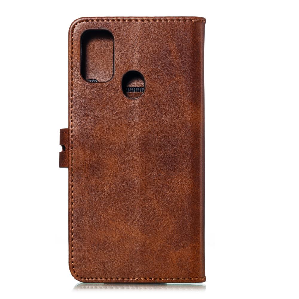 Happy cat-patroon telefoonhoesje voor samsung galaxy  m21 magnetische flip pu portemonnee leren hoesje voor samsung  m21 cover met kaartsleuf