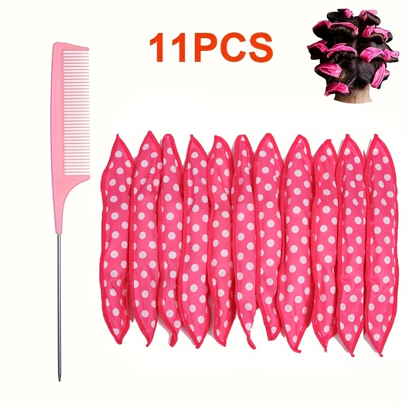 Bigodini flessibili senza calore: schiuma per il sonno notturno Rulli per capelli per dormire durante la notte per donne-Rulli per acconciature in spugna fai-da-te: nero